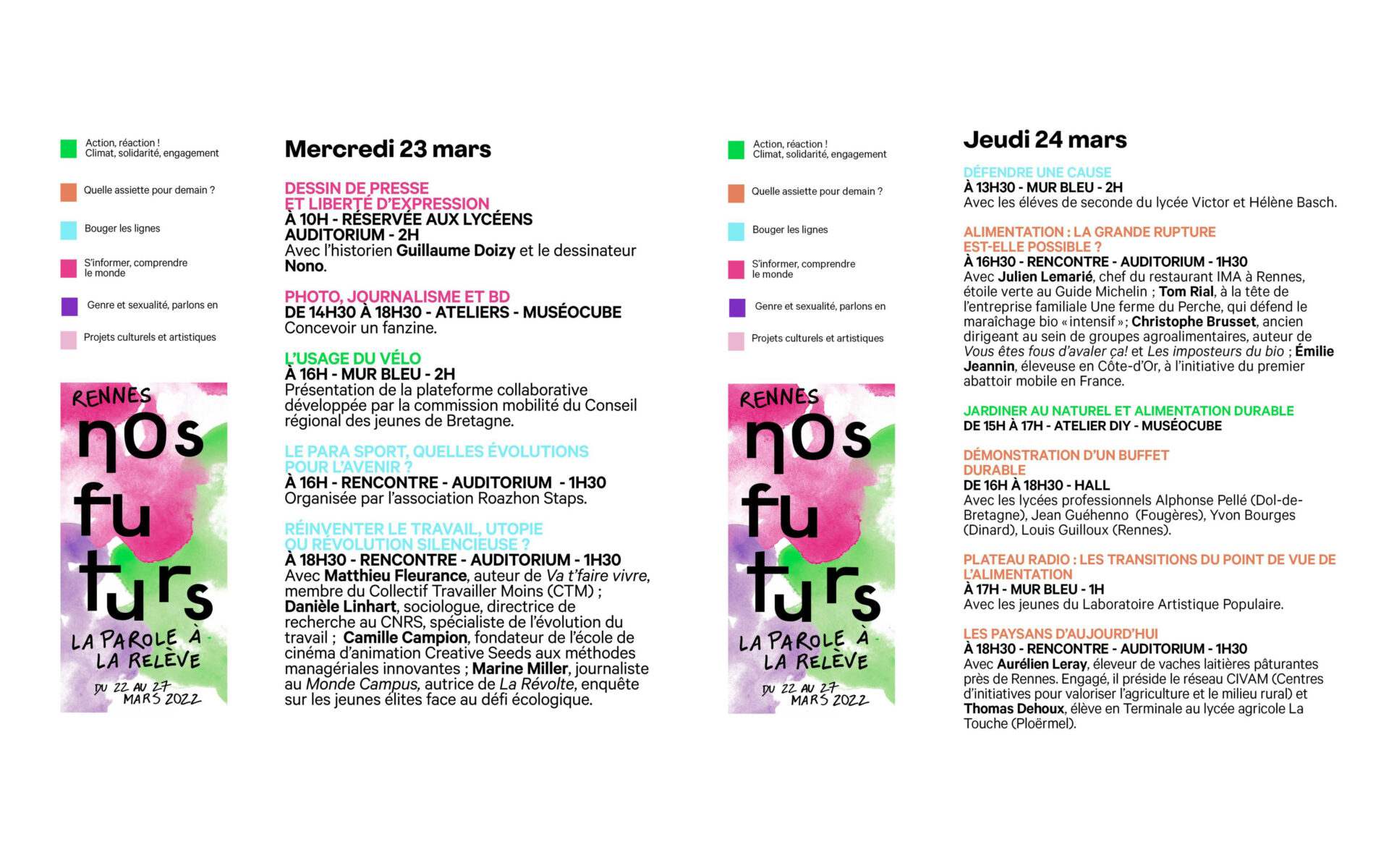 nos futurs programme mercredi et jeudi