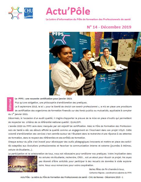 Le nouveau numéro de l’Actu’Pôle, la lettre d’information du PFPS, est paru !