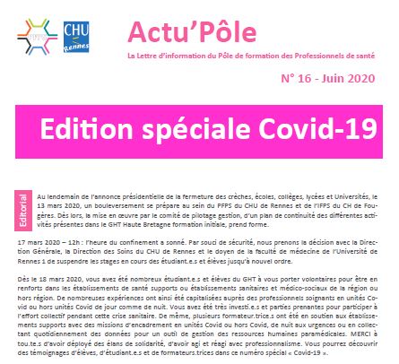 Parution de la lettre d’information du PFPS Edition spéciale Covid-19